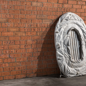 Alex Seton, Durable Solutions n°01, 2014, Wombeyan marble, polyester ropes, spigots, 140 x 95 x 12 cm