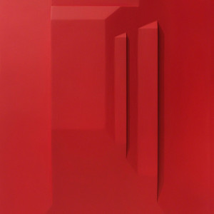 Cai Lei, Corner n°1, 2015, Acrylique sur toile, tablette en acier inoxydable, 180 x 11 x 13,5 cm