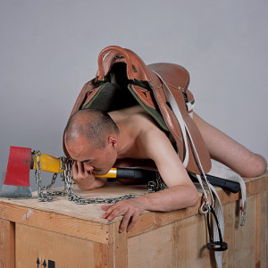 Chen Xiaoyun, Making the Model Depressive, Giving Him the Tool of Misery, Turning the True of Despair Itself into a Dubious Image, 2013, Inkjet print, 150 x 120 cm