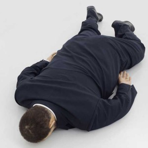 He Xiangyu, Ai Weiwei face down on the floor, 2011, Technique mixte, Grandeur nature
