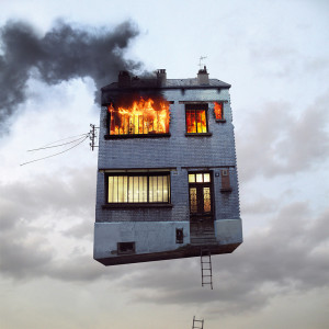 Laurent Chéhère, Flying Houses – Fire, 2012, Inkjet print, 120 x 120 cm