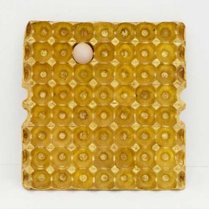 He Xiangyu, 200g Gold, 62g protein, 2012, Copper, gold, egg, 38 x 39 x 4 cm