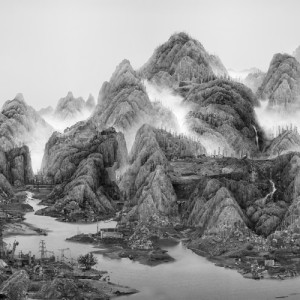 Yang Yongliang, From the New World, 2014, Impression giclée sur papier Fine Art, 400 x 800 cm