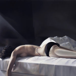 Song Kun, Meat-Robot on bed, 2011, Oil on canvas, 140 x 180 cm