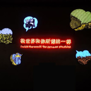 Liu Qingyuan, Wish the world as you imagined, 2010, Lightbox and neon lamp, 80 x 160 cm