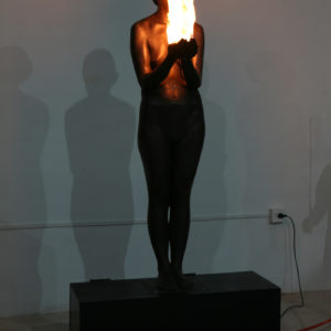 Liu Bolin, Burnning Man No.02, 2007, Bronze, 96 x 40 x 190 cm