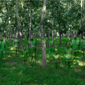 Liu Bolin, Target – Forest, 2014, Impression pigmentaire, 100 x 300 cm