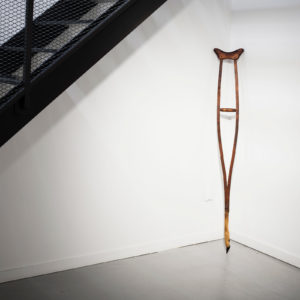 MyeongBeom Kim, Crutch, 2009, Wood and deer foot, 155 x 23 x 5 cm