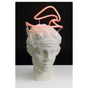 Volkan Aslan, Dear Ugly Figure, 2010 – 2019, Plaster Sappho bust and neon tubes, 55 x 27 x 34 cm