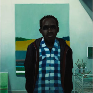 Dorian Cohen, Sukuna à l’atelier, 2020, Huile sur toile, 38 x 46 cm