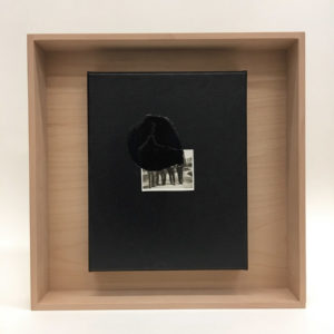 Lucia Tallová, Black series, Old photography, painting on canvas and wooden box, 40 x 40 cm
