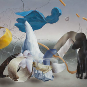 Fu Site, Black Dog, Acrylique sur toile, 97 x 130 cm