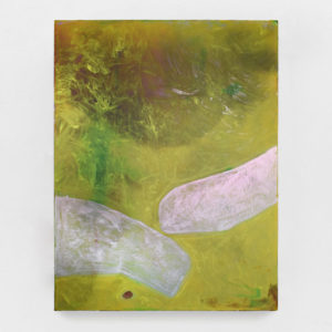 Clédia Fourniau, Série 130 – patte jaune, 2021. Acrylic ink, dye, mica and varnish on canvas. 130,5 x 97,3 cm.