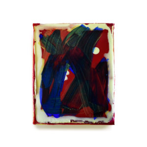Clédia Fourniau, Série 2419 – circus, 2021. Encre acrylique, colorant, mica, pigment et résine sur toile. 24,5 x 19,3 cm.