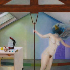 Marion Bataillard, 2017. Melancholia ou la rate au court bouillon. Huile sur toile. 170 x 240 cm.