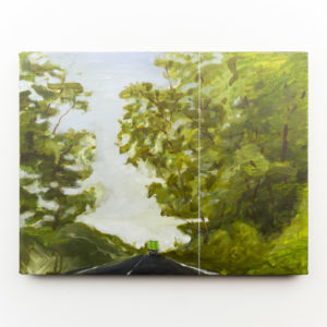 Hervé Priou – Camion vert, 2022. Huile sur toile, 35 x 27 cm.