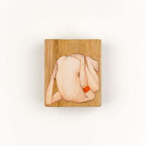 Hervé Priou – IV, 2022. Oil on oak wood, 7 x 8 cm.