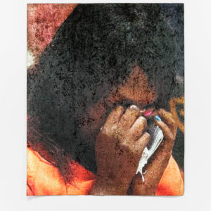 Léa Belooussovitch, série Perp Walk, Handkerchief, Impression photographique sur velours marbré, 173 x 142 cm