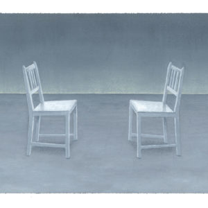 Mathilde Lestiboudois – Deux chaises blanches, 2020. Huile sur papier, 15.5 x 19 cm