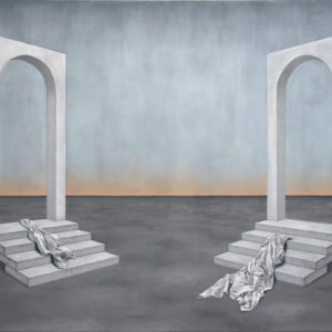 Mathilde Lestiboudois – Arches et drapés, 2021. Huile sur toile, 160 x 200 cm