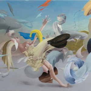 Fu Site – Once in a blue moon, 2022, Huile sur toile, 120 x 160 cm.