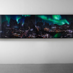 Yang Yongliang, Glows in the Arctic Exhibition View, 2023, 2-Channel 4K Video, 9’30”