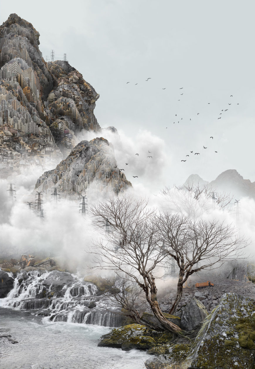 Yang Yongliang Imagined Lanscape Goose, 2021. Inkjet print on paper, 90 x 130 cm. PARIS-B