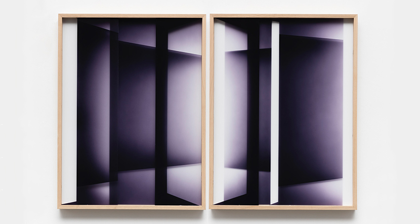 Justin Weiler Espaces Intermédiaires (diptych), 2023. Ink on glass, 80 x 120 cm.