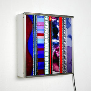 Hector Castells-Matutano, Trou, 2023, 120 & 35 mm slide film, negatoscope, epoxy resin, 45.5 x 43 x 13 cm