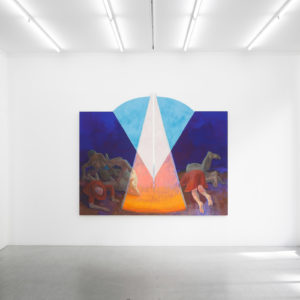 Marion Bataillard, Travail de l’ombre, 2022-2023, tempera on wooden panel, 200 x 242 cm