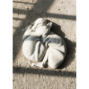 Xolo Cuintle – Side by side, 2022. Béton, acier, bois, mousse polyuréthane, 10 × 52 × 53 cm. Courtesy DS Galerie