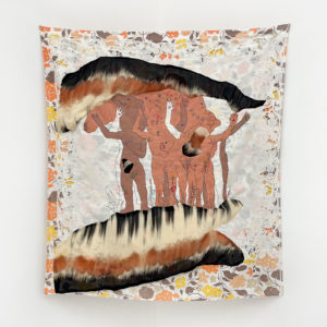 Gözde İlkin, Bearing Souls, 2023, patchwork, broderie et peinture sur tissus chinés, 135 x 122 cm