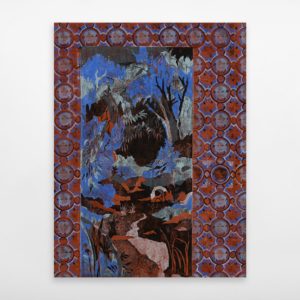 Arnaud Rochard, Arnedillo noche, linogravure et huile sur toile, 100x130cm, 2022