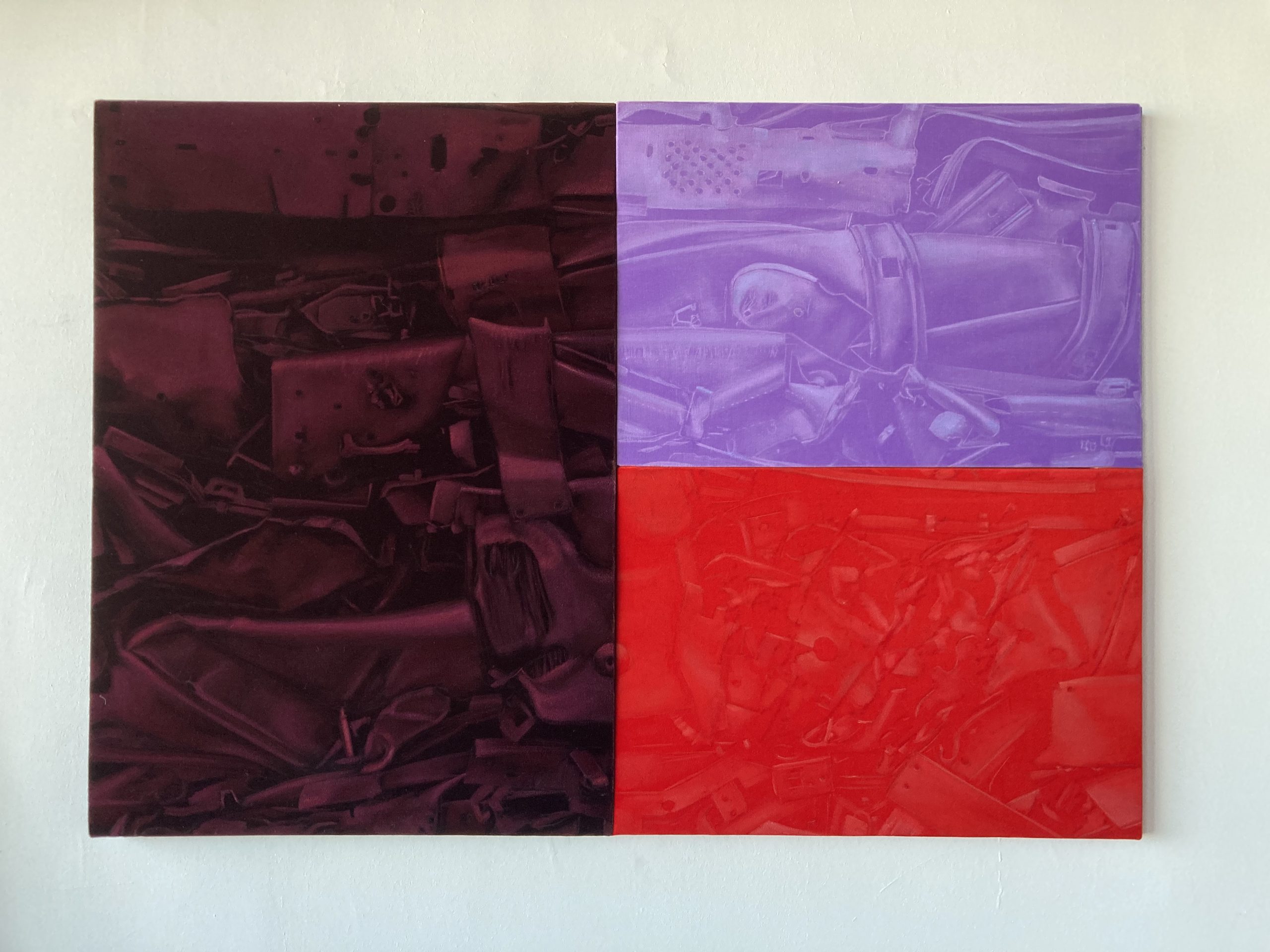 Rita Süveges, Material cycles, 2025, Oil on velvet, 70 x 100 cm