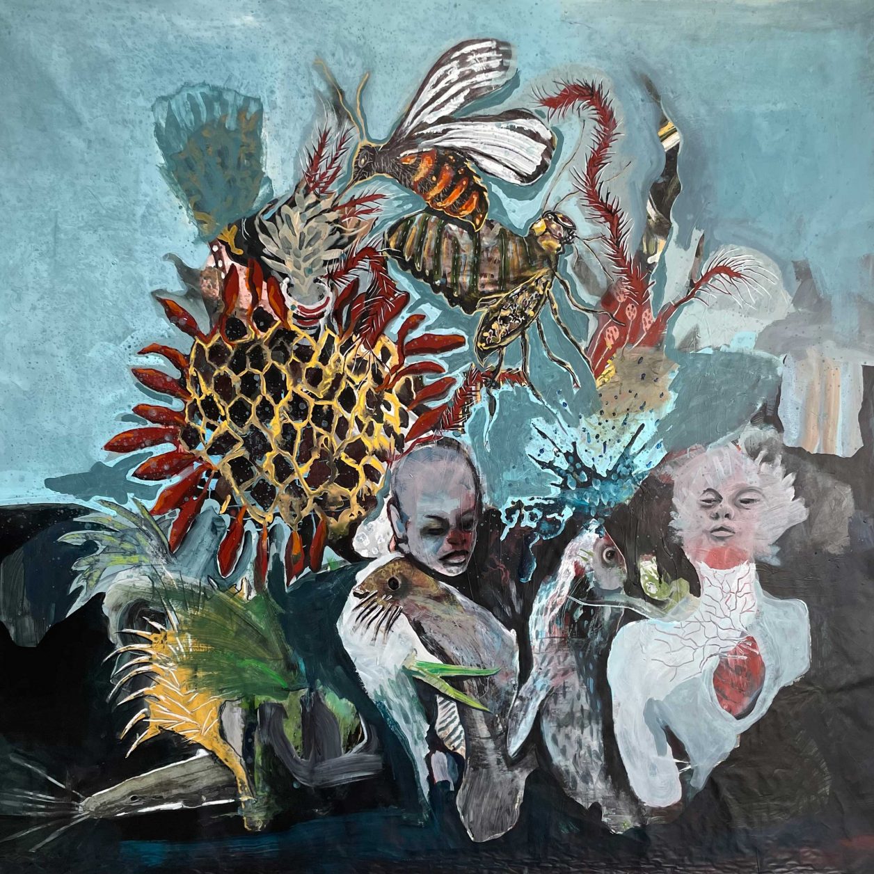 Dans-l'eau-et-et-dans-les-airs-205x200,-Acrylique-sur-toile-2024,-Souleimane-BARRY-PARIS-B
