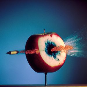 Brodbeck & de Barbuat – Study after Harold Edgerton, Bullet Piercing an Apple, 1964 – 2022