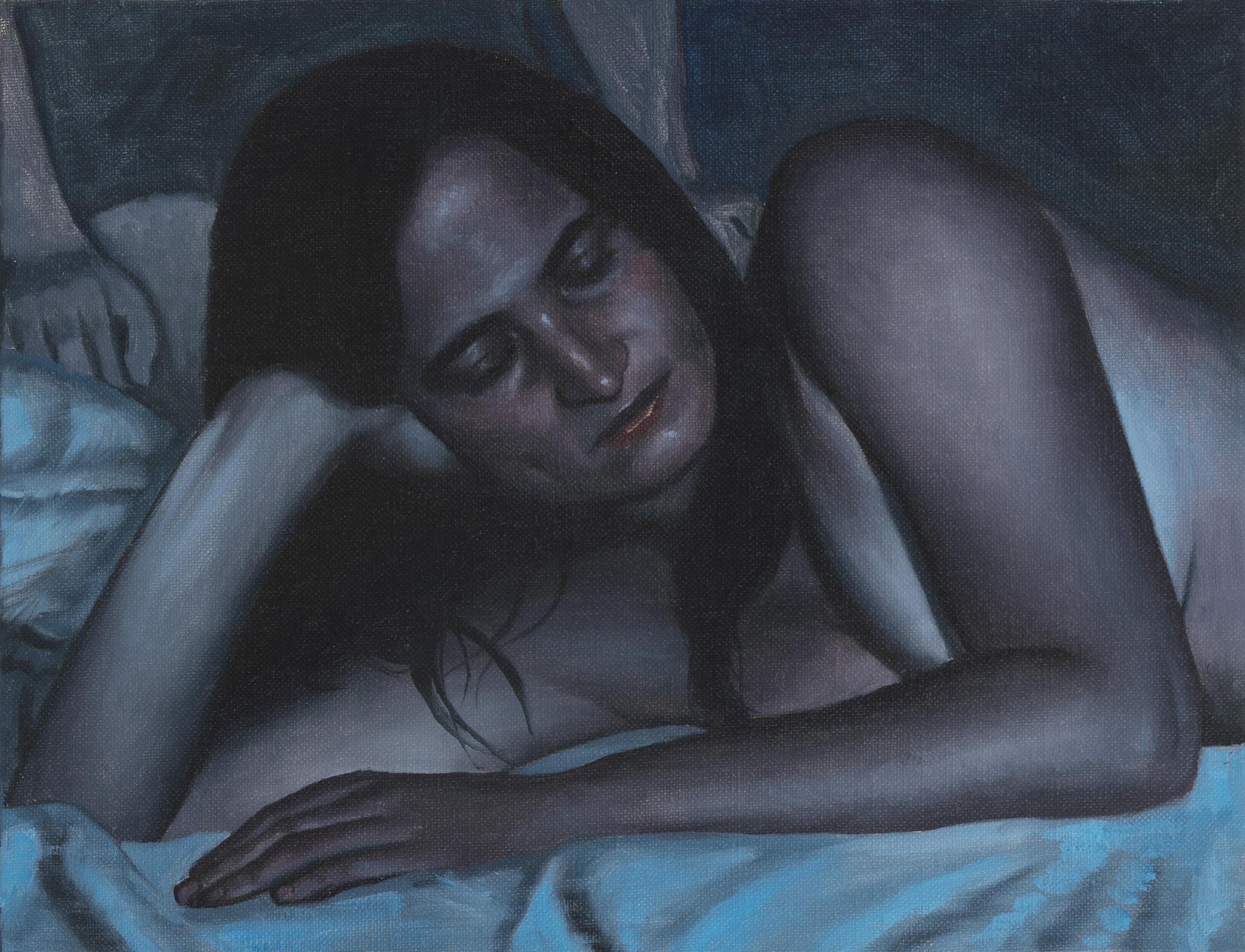 François Malingrëy, L’allongée la nuit, 2026, Huile sur toile, 35 x 27 cm PARIS-B