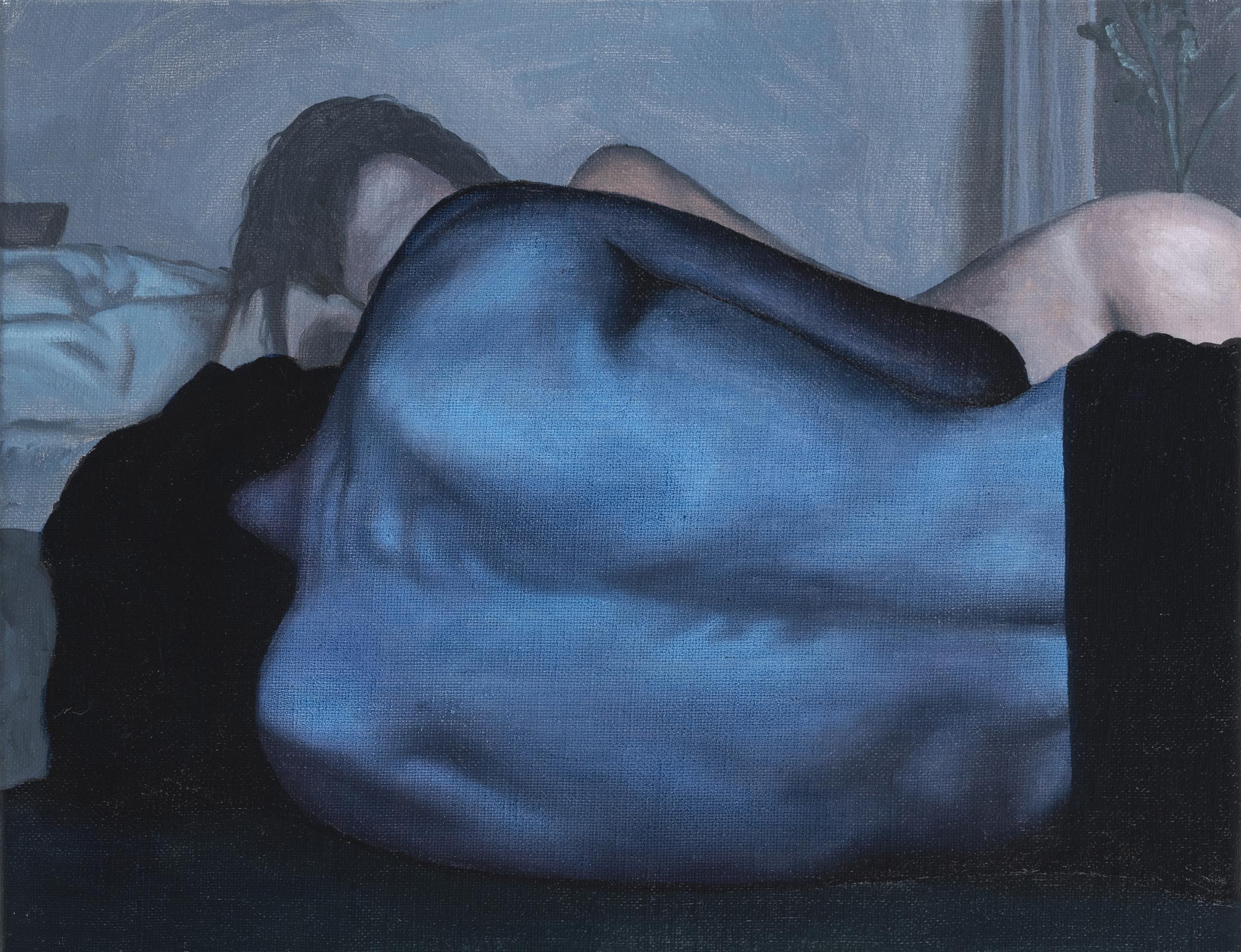 François Malingrëy, Dos bleu, 2026, Huile sur toile, 27 x 35 cm, PARIS-B