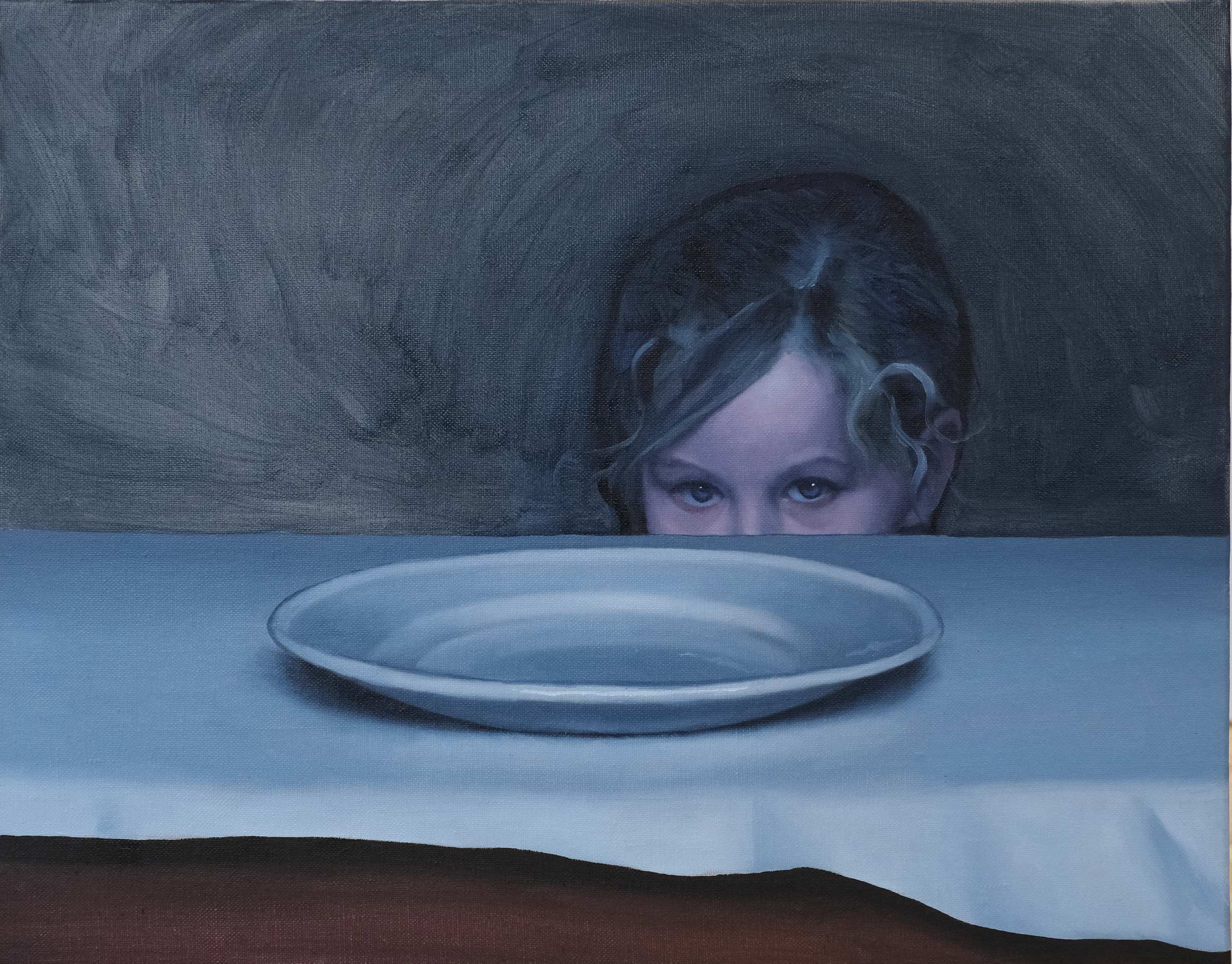 François-Malingrëy,-L'assiette-et-l'enfant,-Huile-sur-toile,--40x50-cm,-PARIS-B