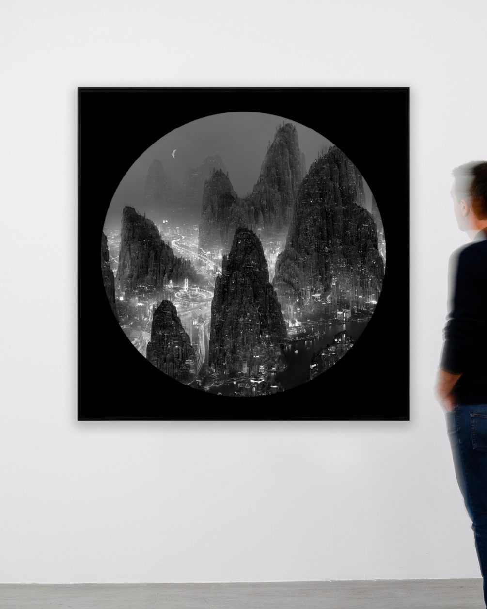 Yang Yongliang, Waning, Crescent Moon, 2012, Lightbox,140x140cm, Courtesy Yang Yongliang, PARIS-B