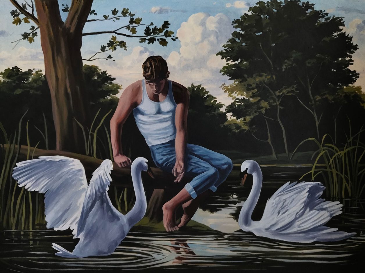 Artur Grucela, Songless bird, 2024, Huile sur toile, 90 x 130 cm