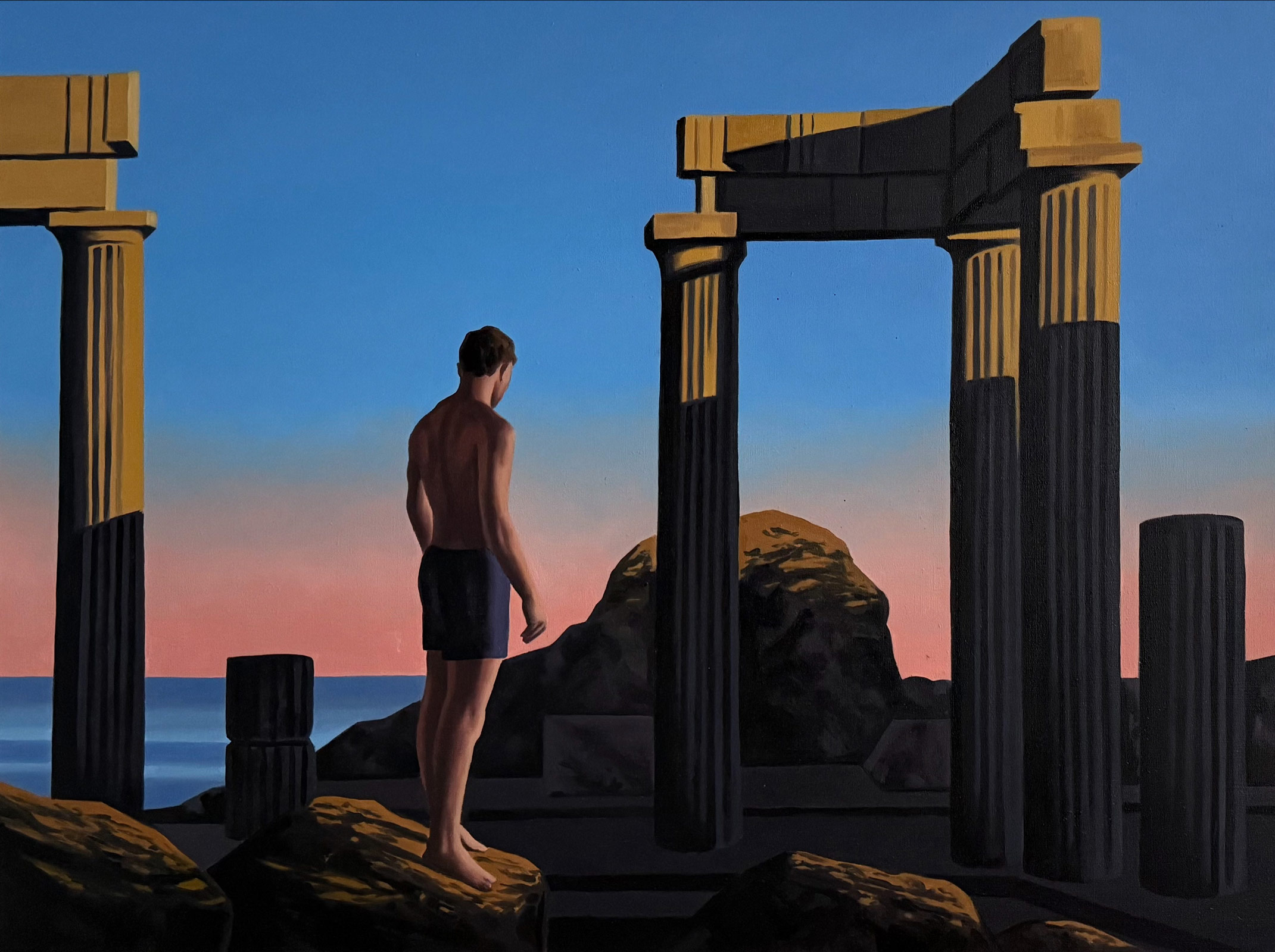 Artur Grucela, Stone and Flesh, 2025, Huile sur toile, 90 x 120 cm